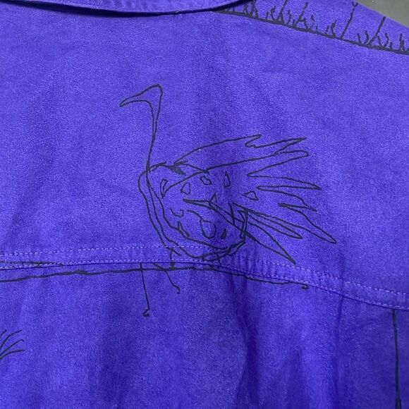 Chicos purple vintage animal print drawing button down collared shirts blouse - Picture 11 of 13